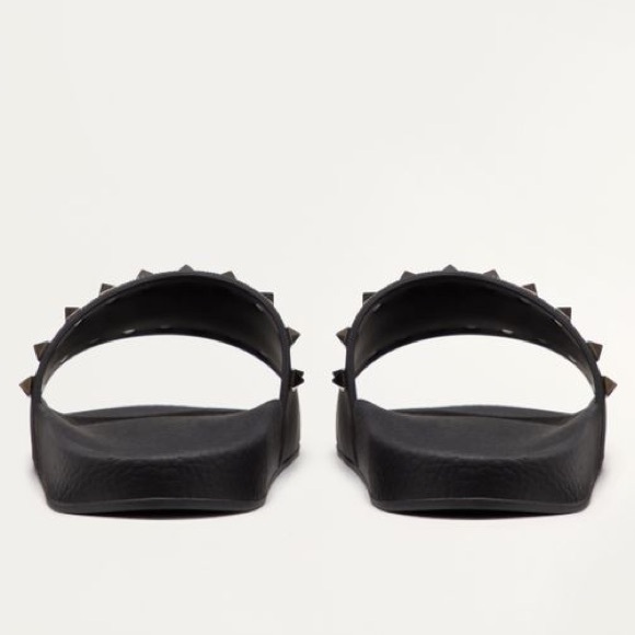 VALENTINO GARAVANI ROCKSTUD BLACK SLIDES SANDALS - Picture 3 of 13